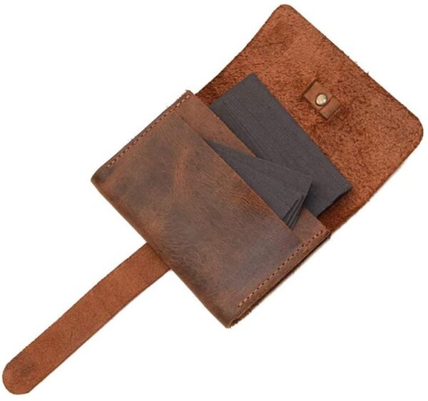 Leather Business Card Holder Minimalist Wallet For Men And Women Vintage Brown - Image 4