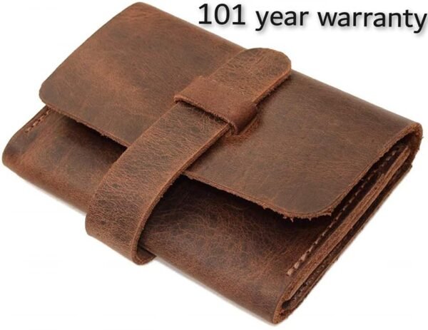 Leather Business Card Holder Minimalist Wallet For Men And Women Vintage Brown - Image 2