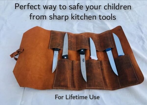 Leather Cooking Knives Holder Knife Cover / Wrap - Brown - Image 2
