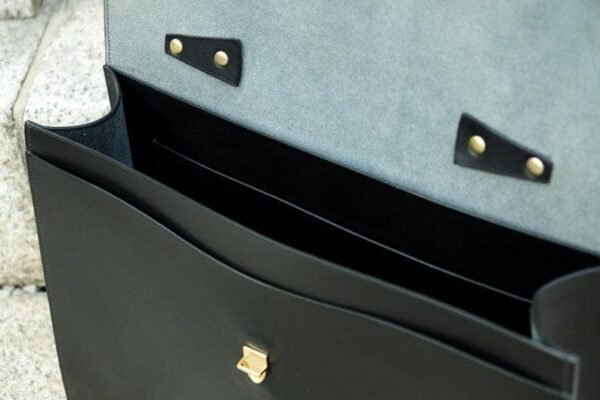 Executive Black Leather Office Bag Unisex Office Bag Shoulder Bag Laptop Bag Leather Briefcase - Image 5
