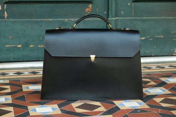 Executive Black Leather Office Bag Unisex Office Bag Shoulder Bag Laptop Bag Leather Briefcase - Image 4