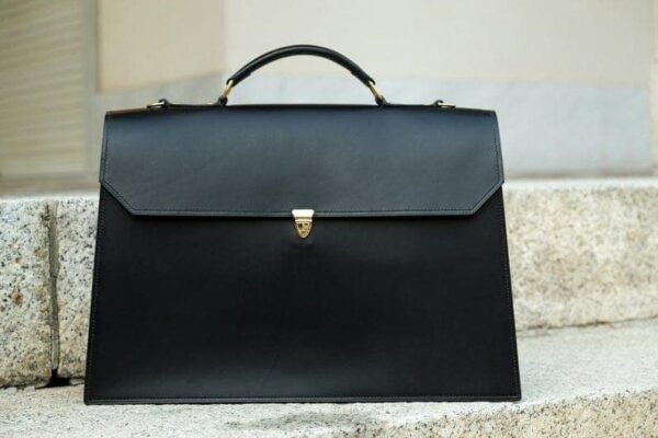 Executive Black Leather Office Bag Unisex Office Bag Shoulder Bag Laptop Bag Leather Briefcase - Image 2