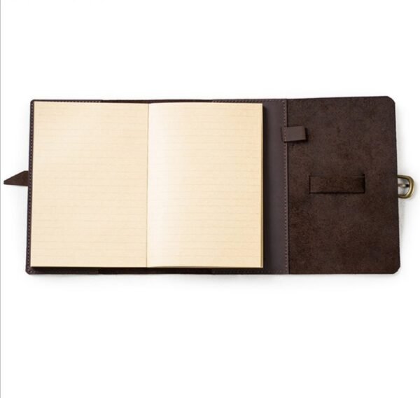A4 Refillable Leather journal with Strap Buckle Pen Loop - Image 2