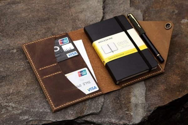 A6 Leather notebook Case Travel organizer for men and women