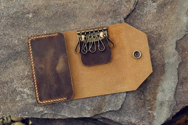 Luxury leather key holder /key organizer - vintage brown - Image 2