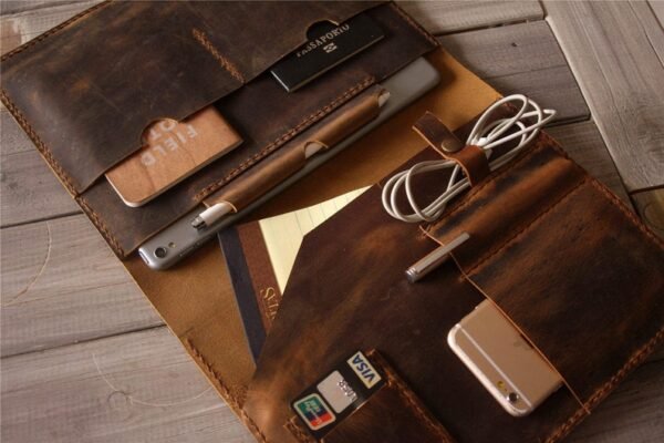 Customize Leather Macbook Case, Macbook Air Sleeve, 15 Macbook Pro Cover, 13 inch Laptop Case, Custom Laptop Sleeve Folio Bag - Image 2