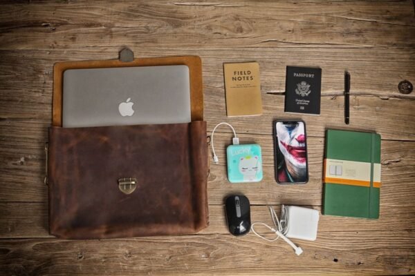16 inch Leather laptop bag with 60 inches adjustable shoulder strap /Leather bag for office /Leather bag for men - Image 2