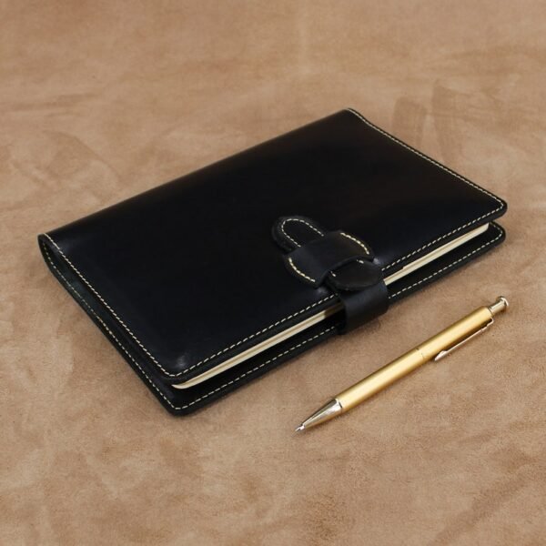 A5 Leather Notebook Case Leather Portfolio for men and women - Black - Image 2