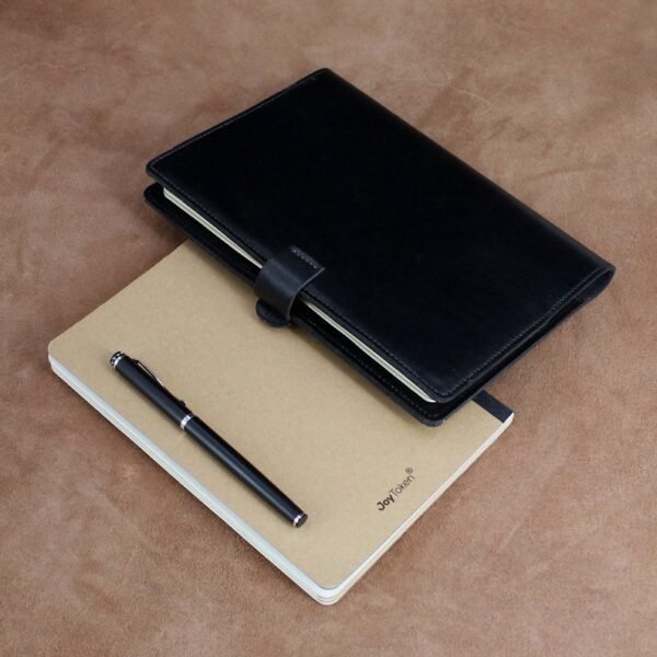 A5 Leather Notebook Case Leather Portfolio for men and women - Black - Image 3