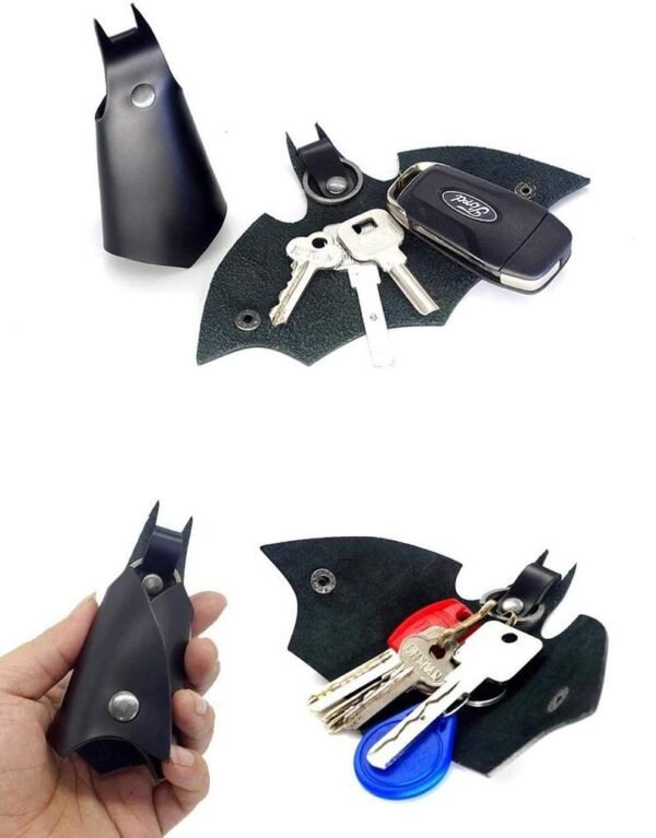 Bat key chain for boys/ key chain for girls / leather key chain, stylish bat leather keychain, care key case in black color for men