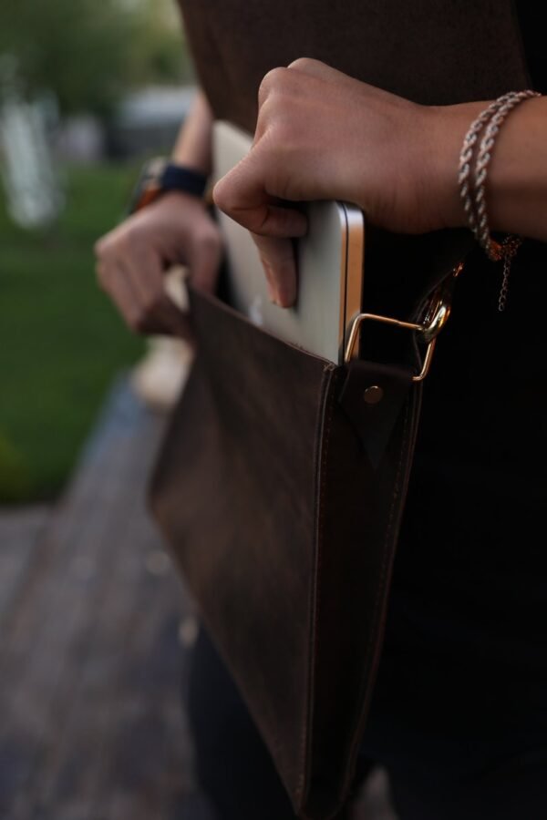 Large size leather laptop bag / Office bag for men - Dark brown