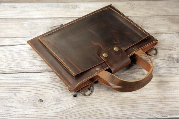 Hand stitched 16 inches leather laptop bag for men