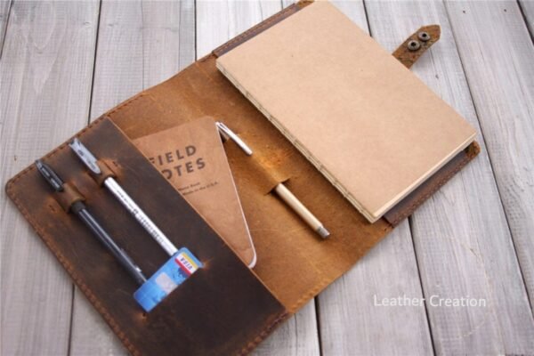 Leather Portfolio A4 Office Supplies, Personalized padfolio Notebook Cover, Leather Planner Pouch, Notepad Folder Folio - Image 2