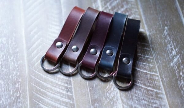 Pack Of 5 multi Colours Leather Key Chain With Steel Ring