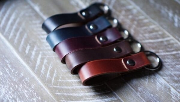 Pack Of 5 multi Colours Leather Key Chain With Steel Ring - Image 2