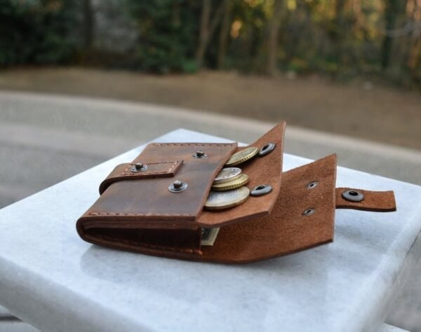 Antique Leather Card Holder Minimalist Wallet For Men And Women - Vintage Brown - Image 2