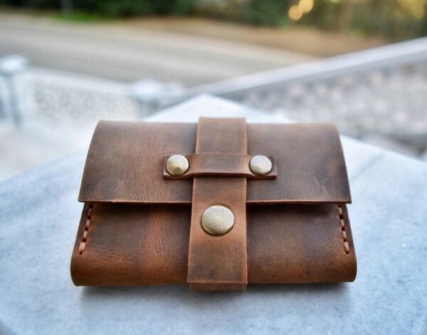 Antique Leather Card Holder Minimalist Wallet For Men And Women - Vintage Brown