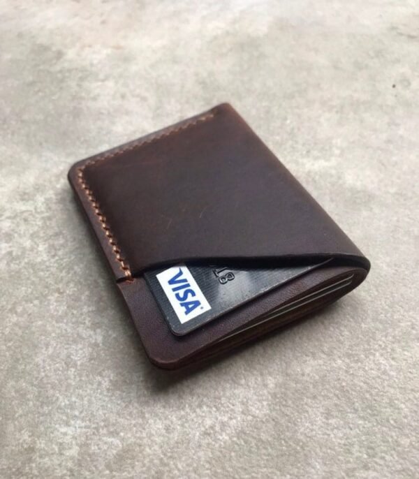 Minimalist Leather Wallet For Men & Women - 3 Slots Card Holder - Brown