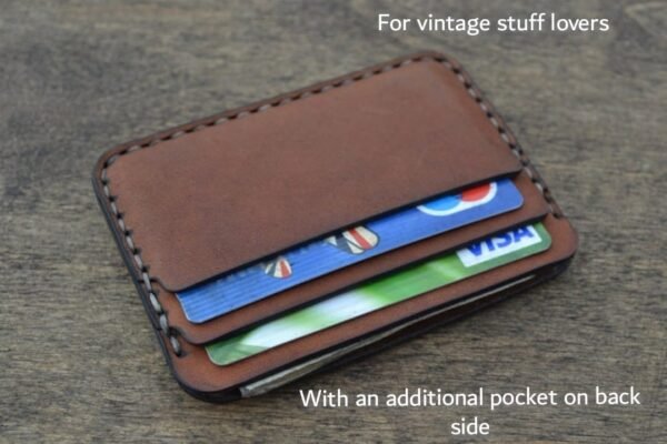 Vintage Leather Card Holder For Men & Women - Brown
