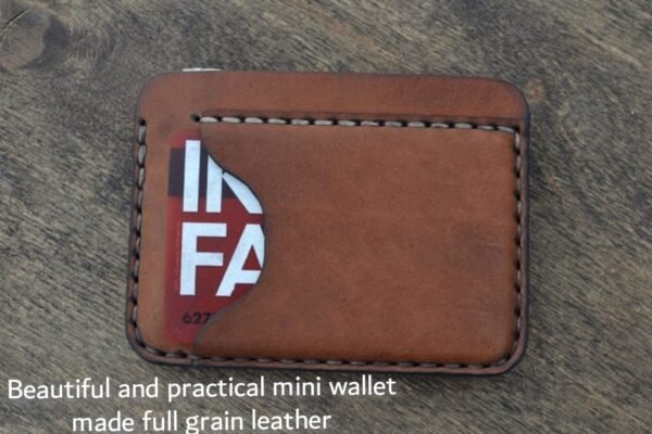 Vintage Leather Card Holder For Men & Women - Brown - Image 2