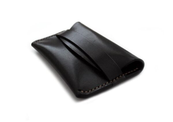 Minimalist Flap Leather Wallet, Wallet For Men & Women - Black