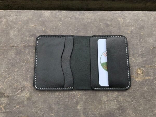 Unisex Leather Bifold Wallet - Minimalist Wallet - Card Holder - Black