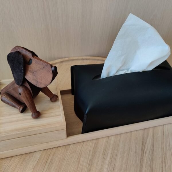 Refillable Leather tissue box - Black - Image 3