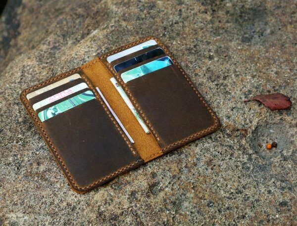 minimalist leather wallet / leather men slim thin bifold leather wallet / minimal front pocket wallet