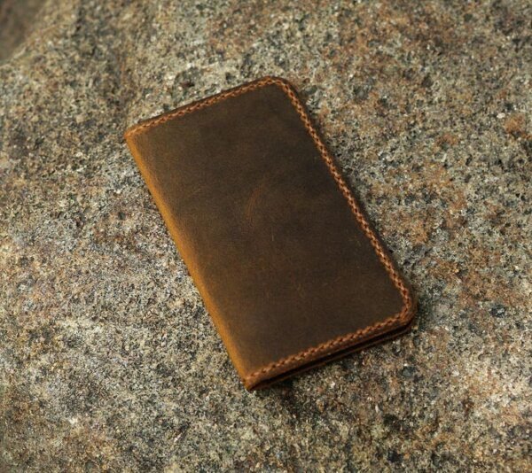 minimalist leather wallet / leather men slim thin bifold leather wallet / minimal front pocket wallet - Image 2