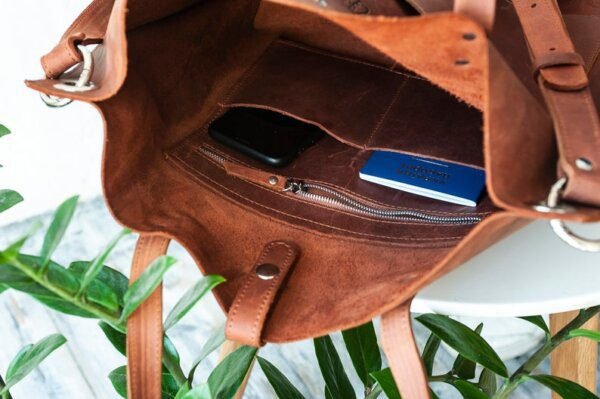 Large leather bag for women, leather tote bag with 60 inches adjustable shoulder strap - Image 2