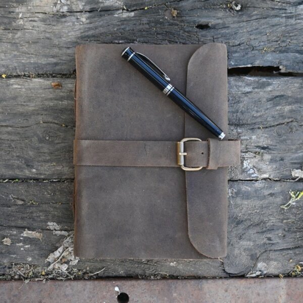 Vintage Leather A4 Journal Notebook, Case Travel Diary, with buckle closure - Image 2