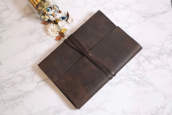 Antique Leather A4 Journal case /note book case / vintage brown - Image 2