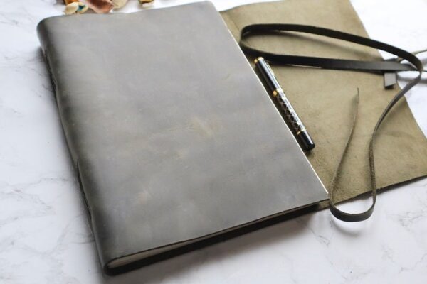 Antique Leather A4 Journal case /note book case / vintage brown - Image 4