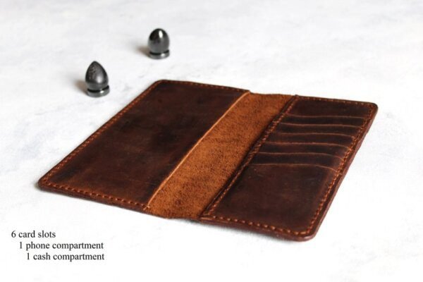 Unisex leather Long Wallet, Iphone X Wallet Case, Iphone Wallet Case, Gift For Him/Her - Image 2