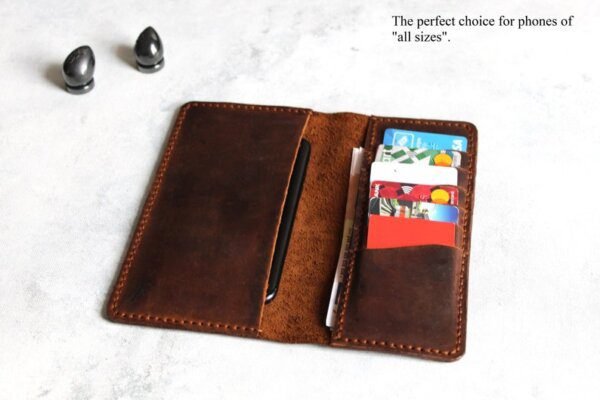 Unisex leather Long Wallet, Iphone X Wallet Case, Iphone Wallet Case, Gift For Him/Her - Image 4