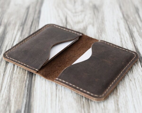 Leather Business Card Holder Distressed Leather / Mens Wallet / Card Wallet / Slim Wallet / Minimal Leather Wallet