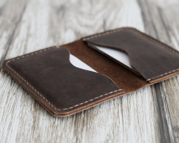 Leather Business Card Holder Distressed Leather / Mens Wallet / Card Wallet / Slim Wallet / Minimal Leather Wallet - Image 2