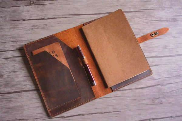 A5 leather note book cover with notebook - vintage brown
