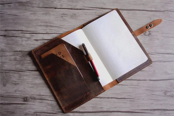A5 leather note book cover with notebook - vintage brown - Image 3