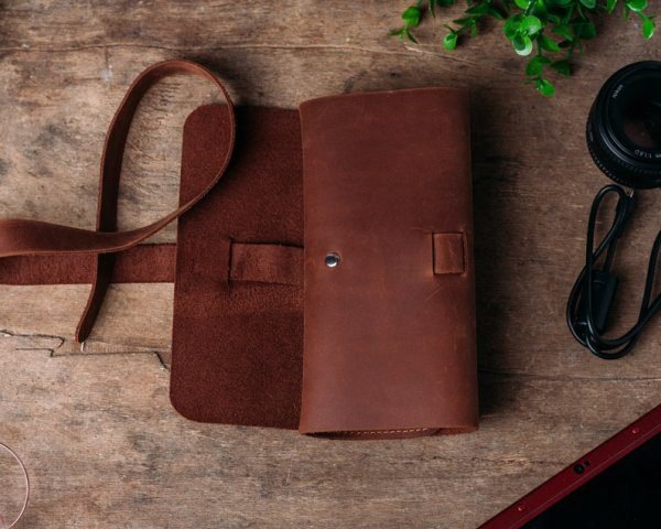 Leather Travel Cord Roll, Charger Bag, Cable Organize Case Holder, Tech Pouch Bag, Cable Organize Bag, Charger Pouch Bag - Image 3