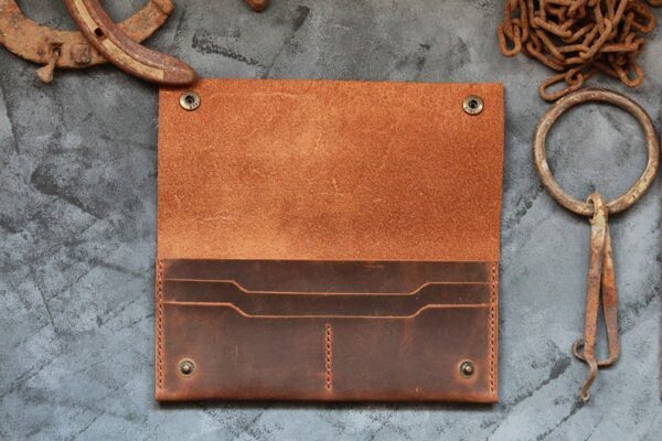 Unisex handmade leather long wallet - Image 2