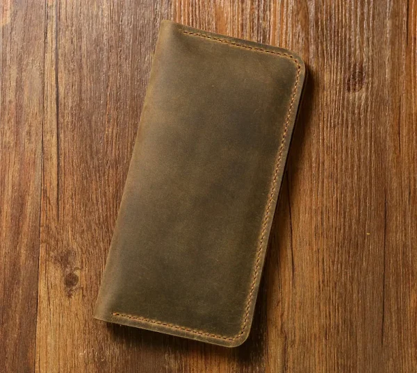 vintage distressed leather long clutch Wallet for men - Image 2