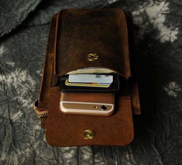 Leather Belt Pouch Mens Small Cases Waist Bag Hip Pack Belt Bag Fanny Pack Bumbag for Men - Image 3