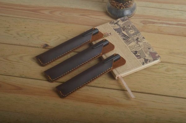Pack of 3 leather pen case, pen holder