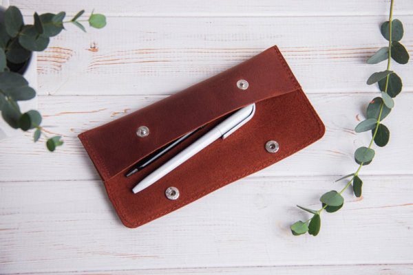 Pen Case Pencil Holder Office Gift Leather Pen Sleeve
