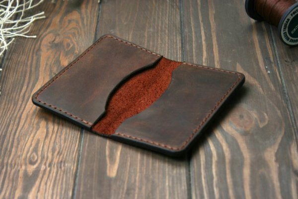 Vintage Handmade Leather minimalist wallet, leather card holder