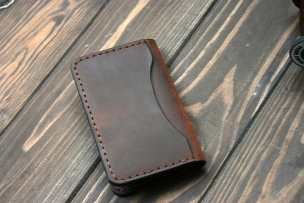 Vintage Handmade Leather minimalist wallet, leather card holder - Image 2