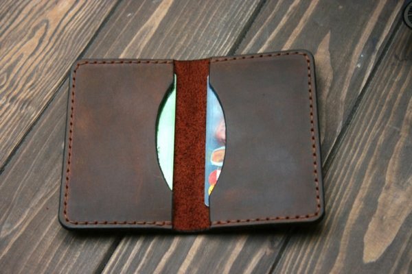Vintage Handmade Leather minimalist wallet, leather card holder - Image 3