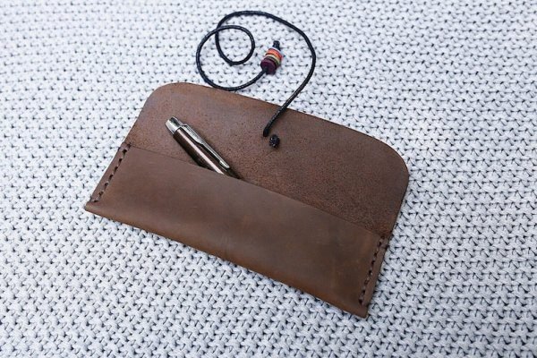Leather Pen Pouch,Handmade Leather Pen Case, Pen Holder,Vintage Pen Bag,Pen Sleeve - Image 2