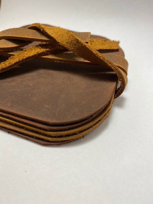 6 leather tea coasters (8x8 cm) - Image 2